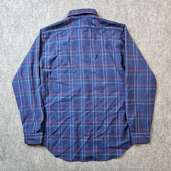 Vintage Sir Pendleton Plaid Wool Flannel Shirt M Blue Green 80s 90s USA - Picture 4 of 12